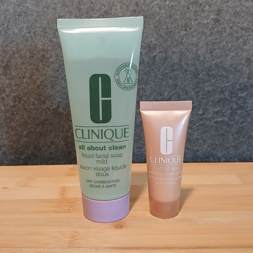 BNWOB Clinique All About Clean + All About Eyes travel bundle set cleanser